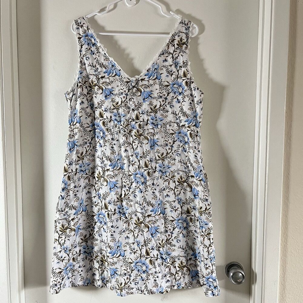 LAURA ASHLEY Womens Sleeveless Sheath Dress US 12 Large Floral Button Cottage